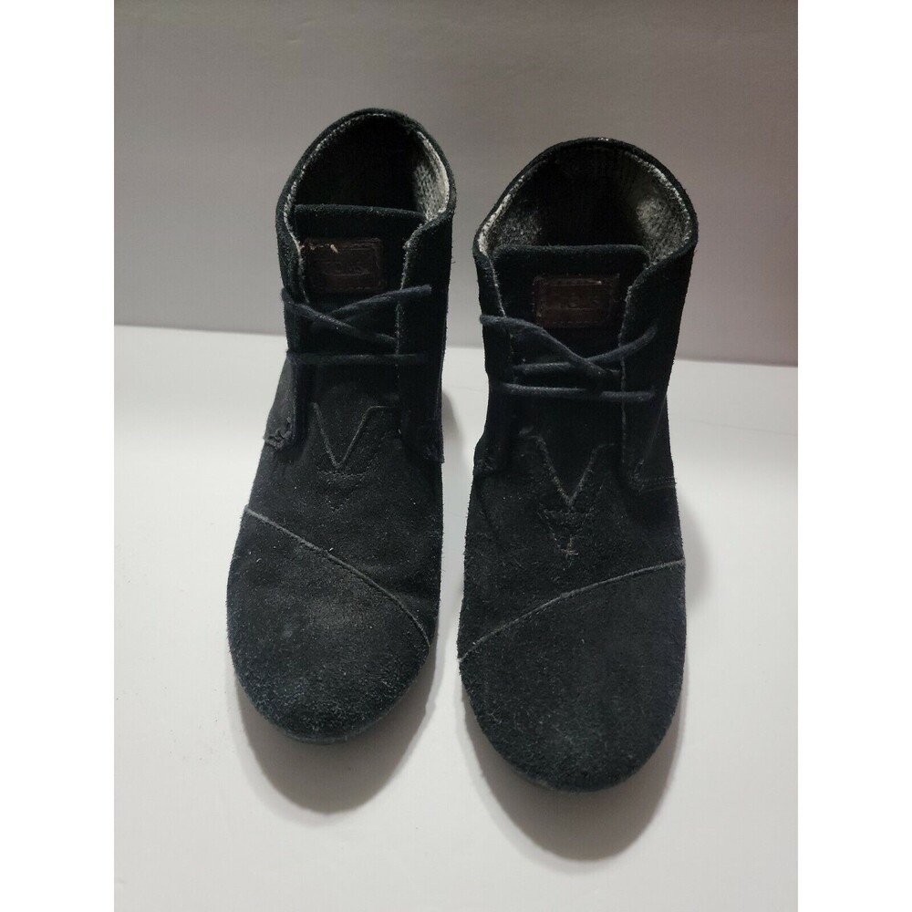 Toms Black Suede Desert Wedge Boots Sz. 8